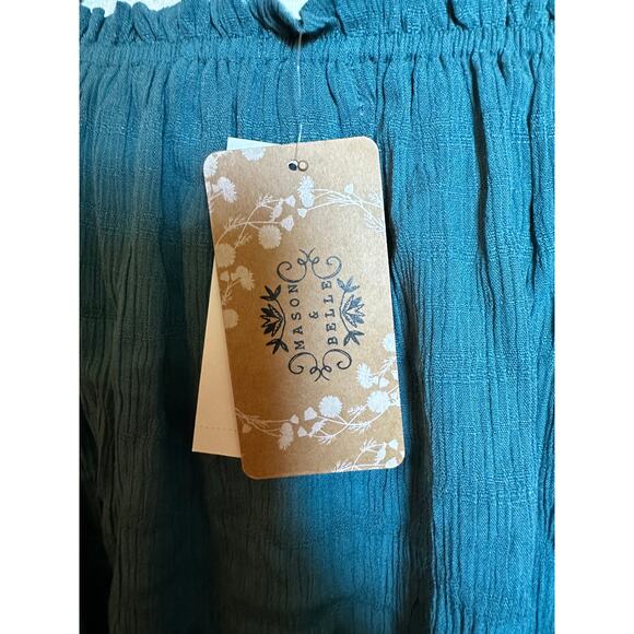 Mason & Belle Boho Crochet Aqua Blouse, Size Medium, NWT - Picture 9 of 9